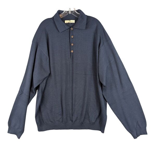 Tommy Bahama Sweater Mens Navy Blue Silk Blend Long Sleeve Pullover Casual Sz XL - Picture 1 of 10